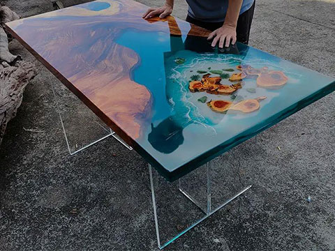 Epoxy resin adhesive artistic river table application solution